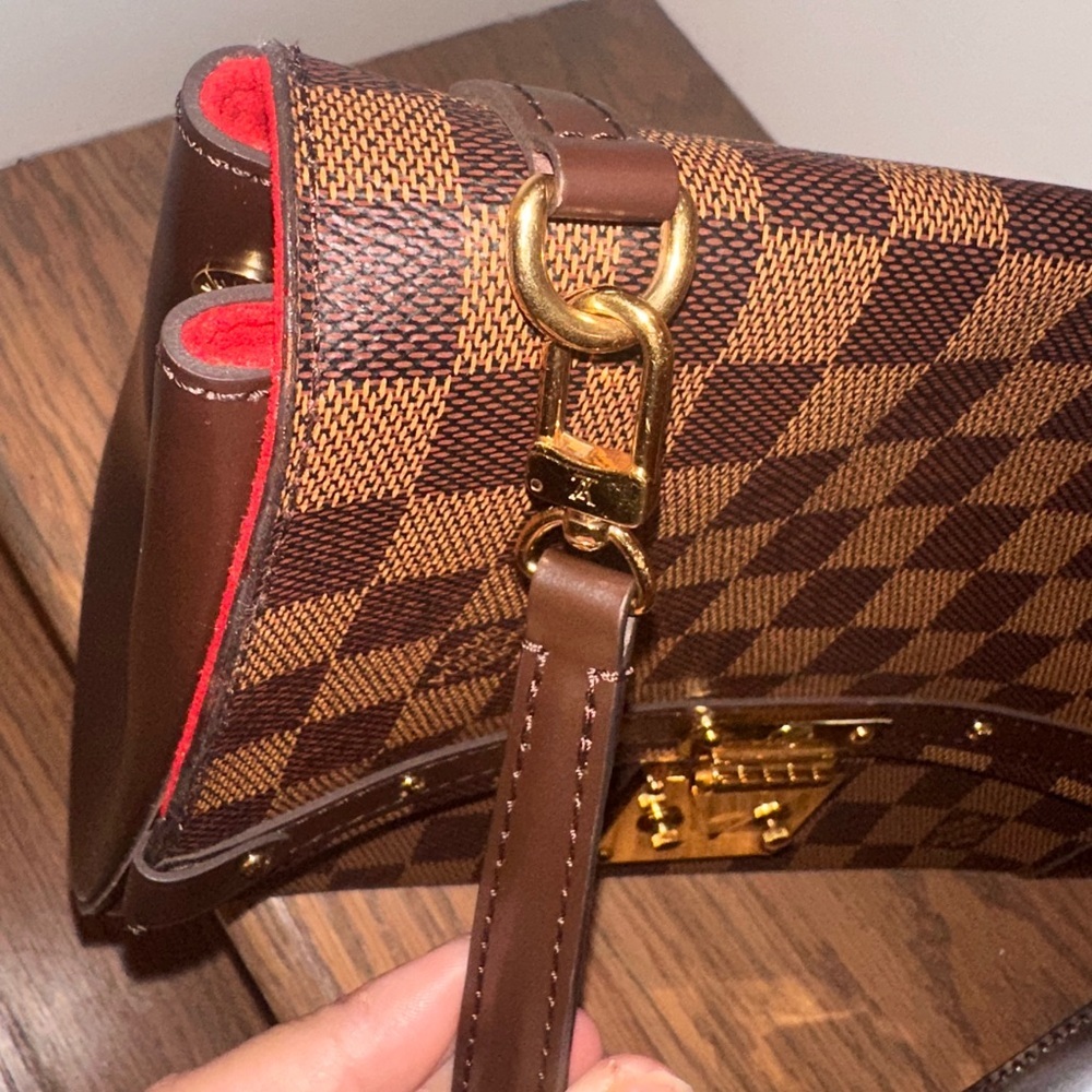 ‼️RARE❤️Louis Vuitton Damier Ebene shoulder bag studded LV handbag LV trunk bag - Picture 9 of 17